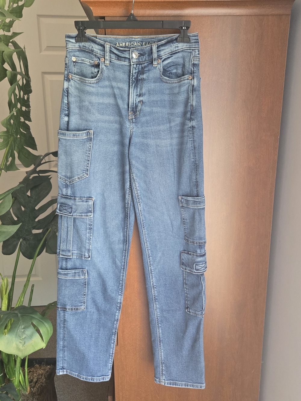 American Eagle Outfitters Light Blue Straight Leg Cargo Jeans